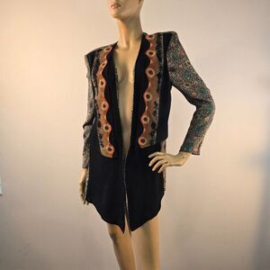 Beverly Rose Open Front Tunic Top Vintage 1980s  Size Medium Made In USA
